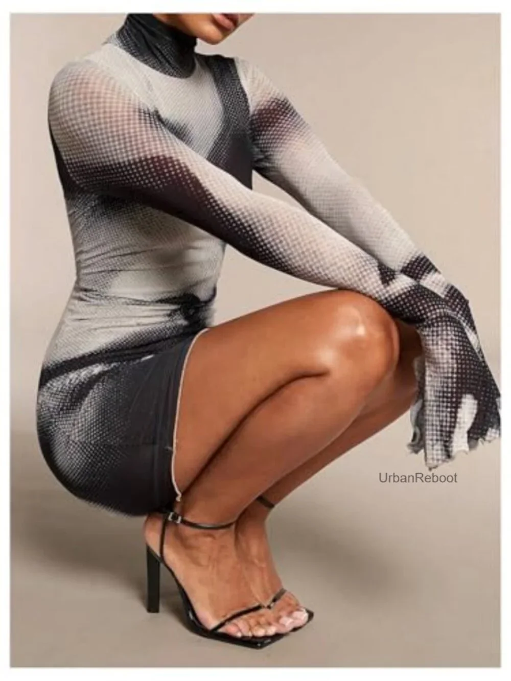 Women's Long Sleeve Bodycon Club Dress Y2K Rave Outfit